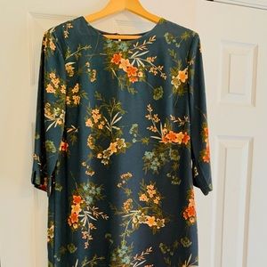 Banana Republic Factory Teal Floral Shift Dress